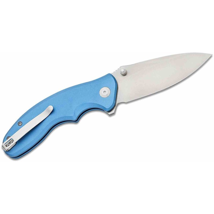Couteau Sencut Cybrix Blue Manche Aluminium 9Cr18MoV Satin IKBS Button Lock Clip S23098A4 - Livraison Gratuite