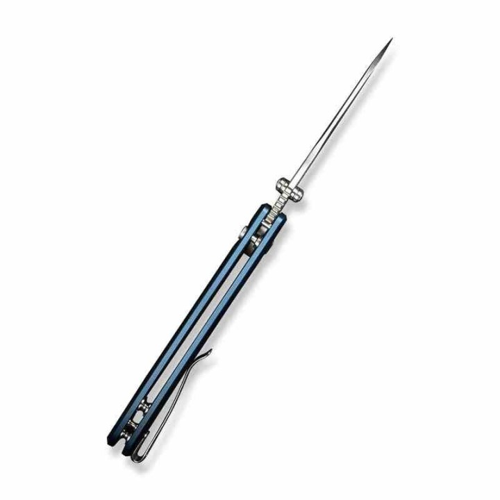 Couteau Sencut Cybrix Blue Manche Aluminium 9Cr18MoV Satin IKBS Button Lock Clip S23098A4 - Livraison Gratuite