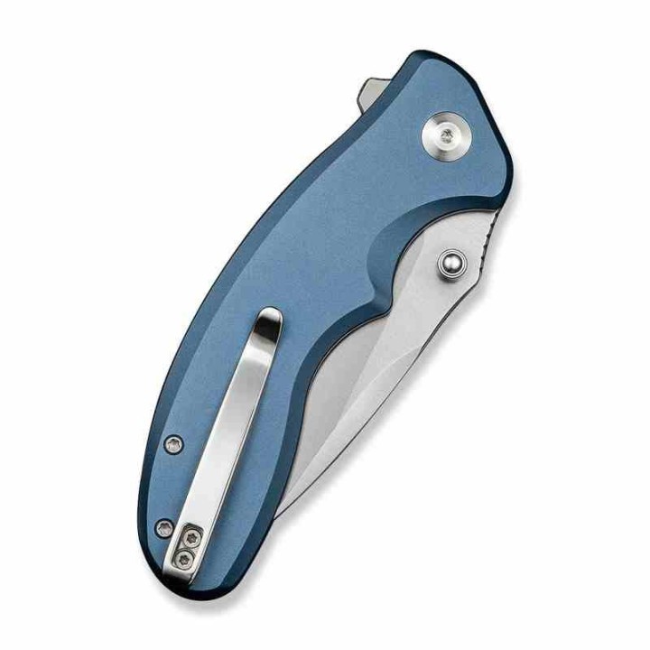 Couteau Sencut Cybrix Blue Manche Aluminium 9Cr18MoV Satin IKBS Button Lock Clip S23098A4 - Livraison Gratuite
