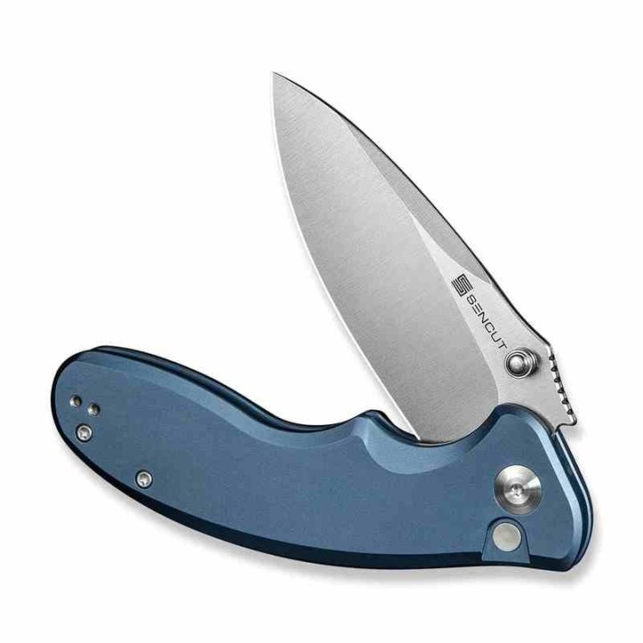 Couteau Sencut Cybrix Blue Manche Aluminium 9Cr18MoV Satin IKBS Button Lock Clip S23098A4 - Livraison Gratuite