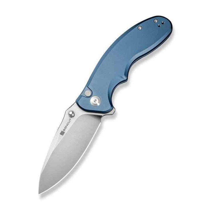 Couteau Sencut Cybrix Blue Manche Aluminium 9Cr18MoV Satin IKBS Button Lock Clip S23098A4 - Livraison Gratuite