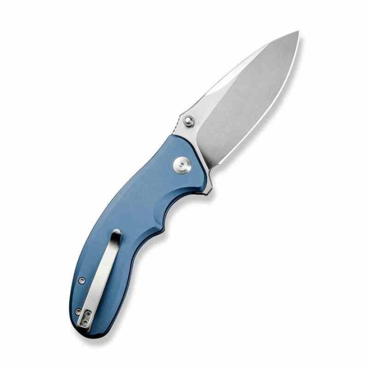 Couteau Sencut Cybrix Blue Manche Aluminium 9Cr18MoV Satin IKBS Button Lock Clip S23098A4 - Livraison Gratuite