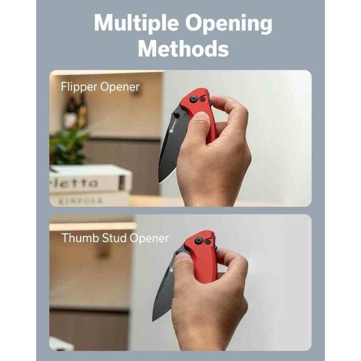 Couteau Sencut Cybrix Red Manche Aluminium 9Cr18MoV Black IKBS Button Lock Clip S23098A3 - Livraison Gratuite