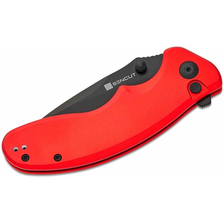 Couteau Sencut Cybrix Red Manche Aluminium 9Cr18MoV Black IKBS Button Lock Clip S23098A3 - Livraison Gratuite