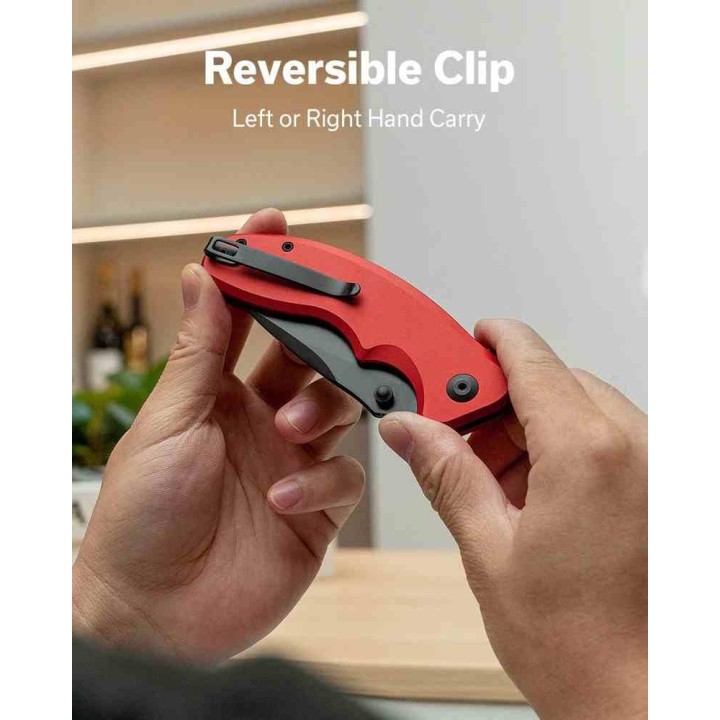 Couteau Sencut Cybrix Red Manche Aluminium 9Cr18MoV Black IKBS Button Lock Clip S23098A3 - Livraison Gratuite