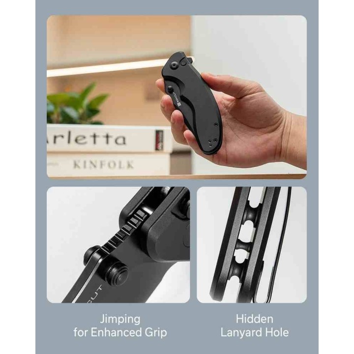 Couteau Sencut Cybrix Black Manche Aluminium 9Cr18MoV Black IKBS Button Lock Clip S23098A1 - Livraison Gratuite