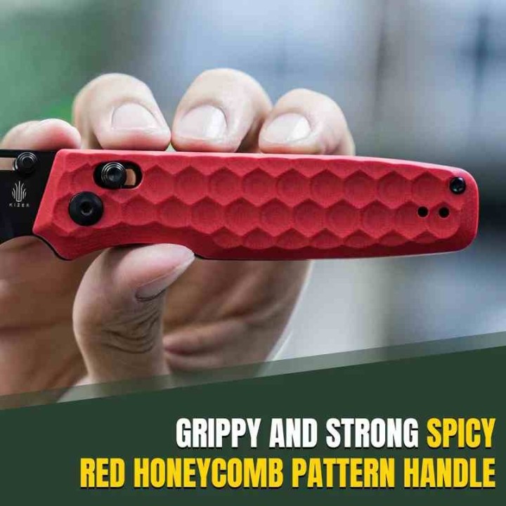 Couteau Kizer Task Red Manche G10 Lame Acier 154CM Black Clutch Lock Clip KIV3641A2 - Livraison Gratuite