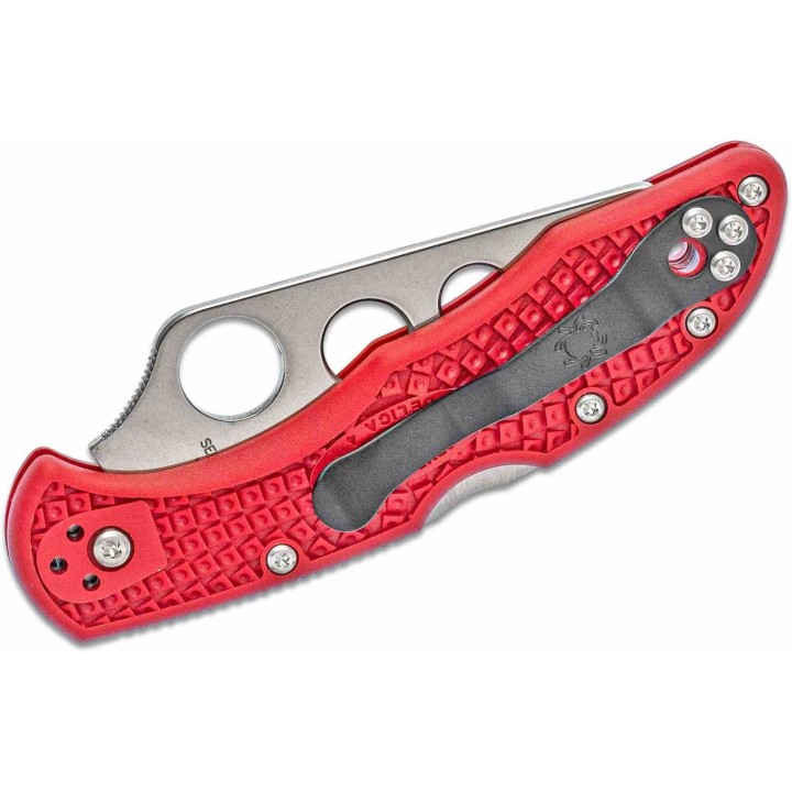 Couteau Spyderco Delica 4 Trainer Lame AUS-6 Manche Red FRN Lockback Japan Clip SC11TR - Livraison Gratuite