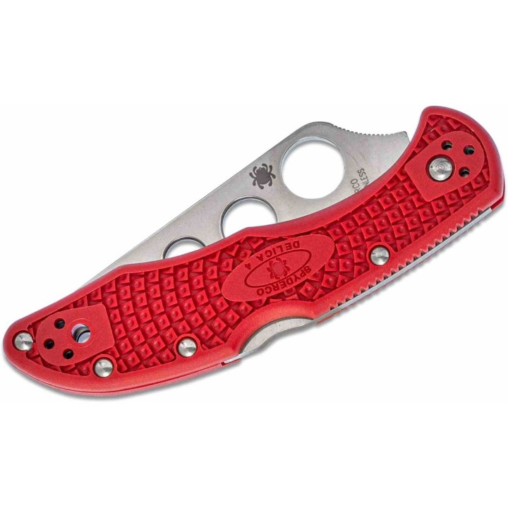 Couteau Spyderco Delica 4 Trainer Lame AUS-6 Manche Red FRN Lockback Japan Clip SC11TR - Livraison Gratuite