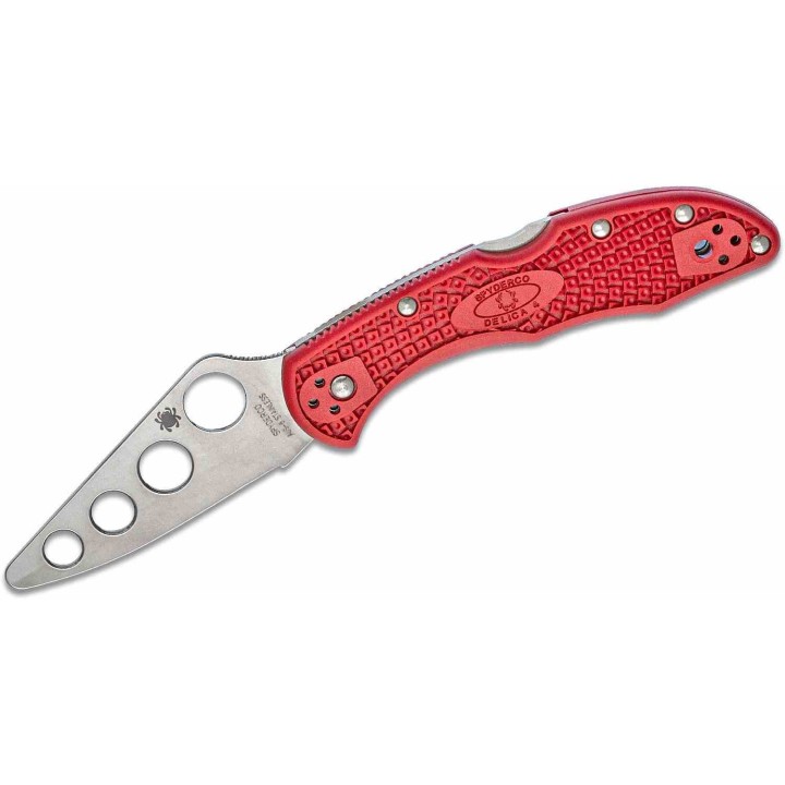 Couteau Spyderco Delica 4 Trainer Lame AUS-6 Manche Red FRN Lockback Japan Clip SC11TR - Livraison Gratuite