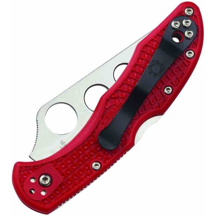 Couteau Spyderco Delica 4 Trainer Lame AUS-6 Manche Red FRN Lockback Japan Clip SC11TR - Livraison Gratuite