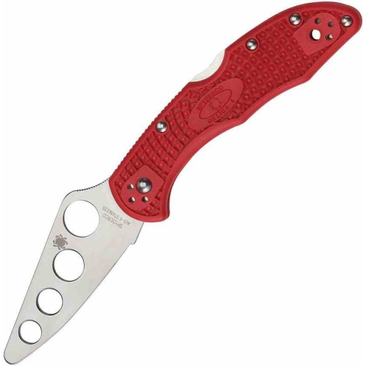 Couteau Spyderco Delica 4 Trainer Lame AUS-6 Manche Red FRN Lockback Japan Clip SC11TR - Livraison Gratuite