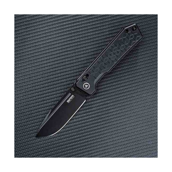 Couteau SRM Rubik Black Lame 14C28N Black Manche Aluminum Ambi Clip Ambi Lock SRM7228BAB - Livraison Gratuite