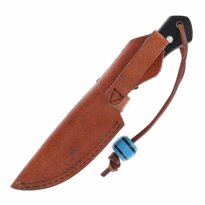 Couteau Rough Ryder Damas Lame 256 Couches Manche Turquoise/Bois Etui CUir RR2592 - Livraison Gratuite