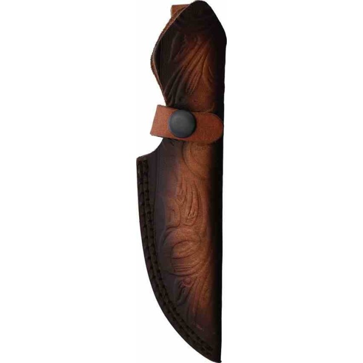Couteau Rough Ryder Damas Lame 256 Couches Manche Turquoise/Bois Etui CUir RR2592 - Livraison Gratuite