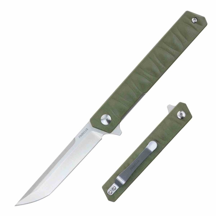 Couteau S-Tec PROELIA OD Green Manche G10 Lame Tanto Acier 7CR17MOV Linerlock Clip IKBS STT302GN - Livraison Gratuite