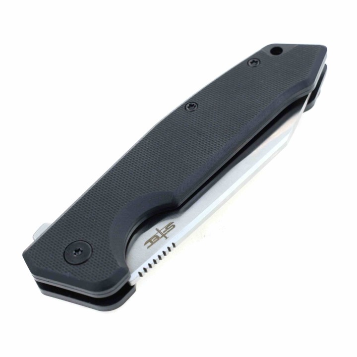 Couteau S-TEC Black Manche G10 Lame Tanto Reverse Acier 8Cr14MoV Clip Linerlock STTS025BK - Livraison Gratuite