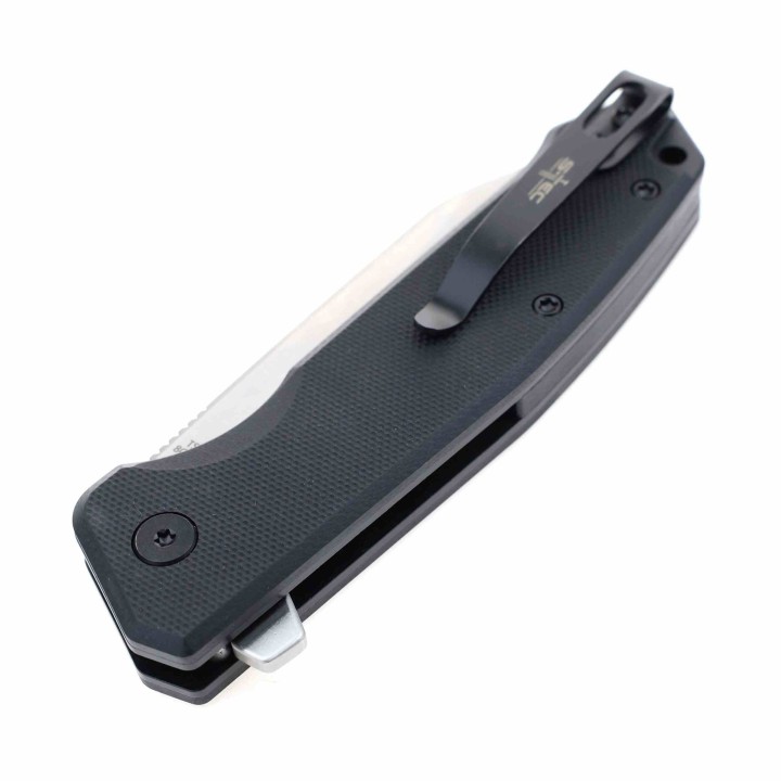 Couteau S-TEC Black Manche G10 Lame Tanto Reverse Acier 8Cr14MoV Clip Linerlock STTS025BK - Livraison Gratuite