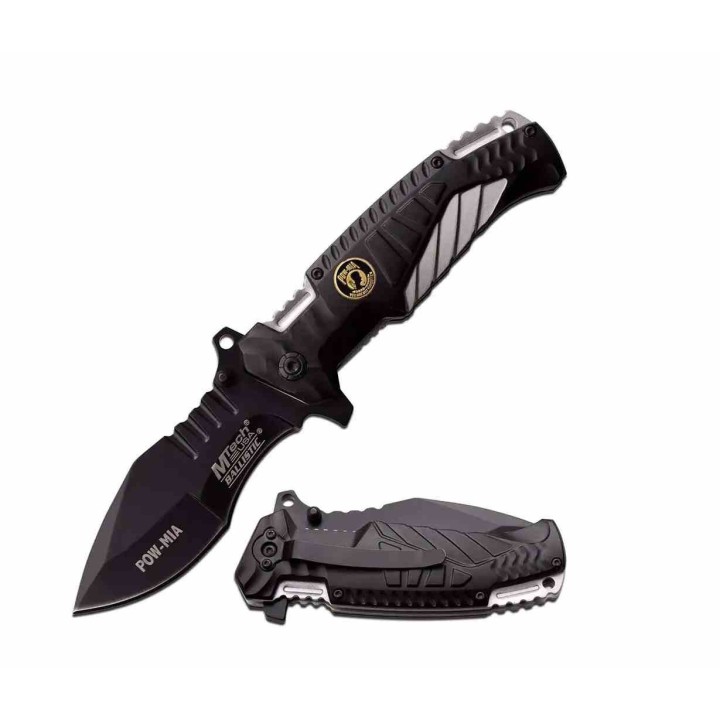 Couteau Mtech POW/MIA A/O Lame Acier Inox Manche Aluminium Linerlock Clip MTA944GY - Livraison Gratuite
