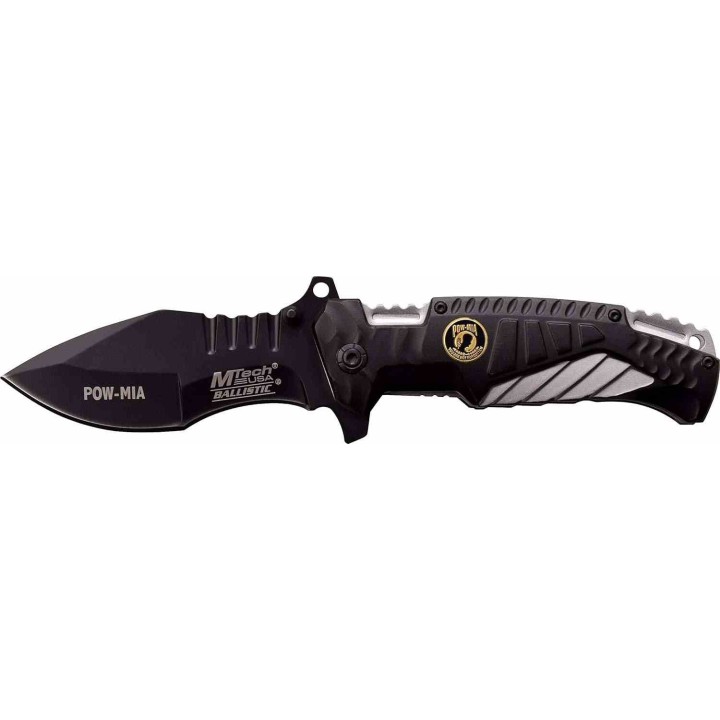 Couteau Mtech POW/MIA A/O Lame Acier Inox Manche Aluminium Linerlock Clip MTA944GY - Livraison Gratuite