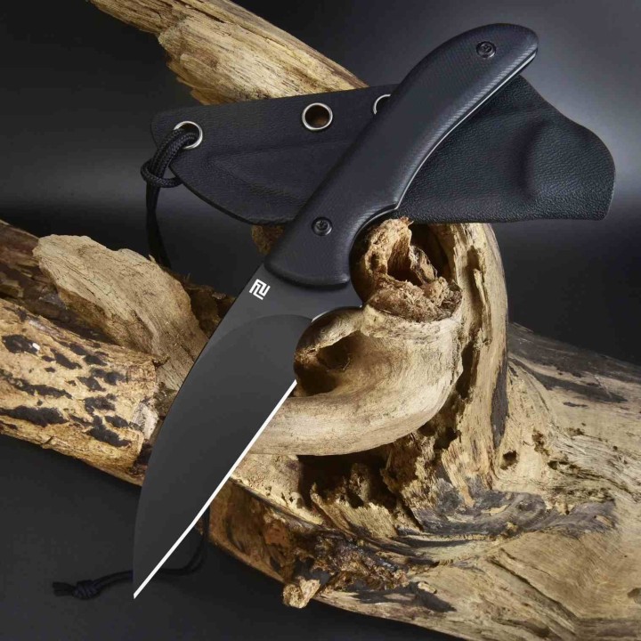 Couteau Neck Artisan Cutlery Sea Snake Black Lame Acier AR-RPM9 Blk Manche G10 Etui Kydex ATZ1842BBBK - Livraison Gratuite