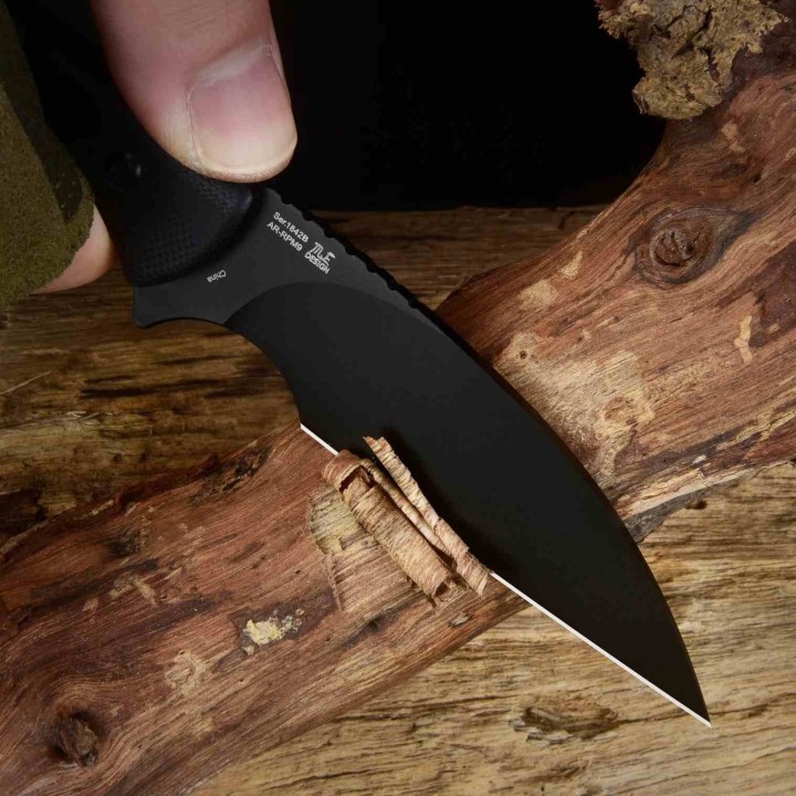 Couteau Neck Artisan Cutlery Sea Snake Black Lame Acier AR-RPM9 Blk Manche G10 Etui Kydex ATZ1842BBBK - Livraison Gratuite