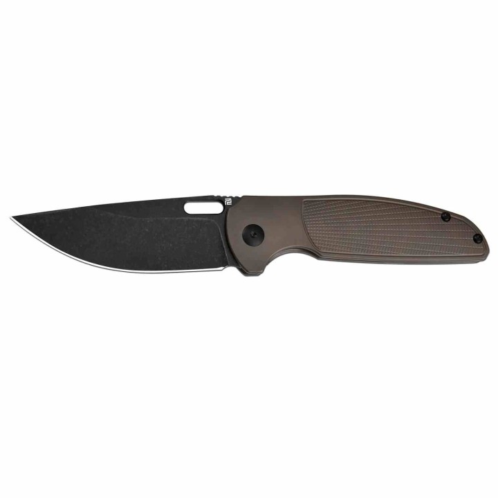 Couteau Artisan SATYR Bronze Manche Titane Lame Acier S90V Framelock IKBS Clip ATZ1852GBBO - Livraison Gratuite