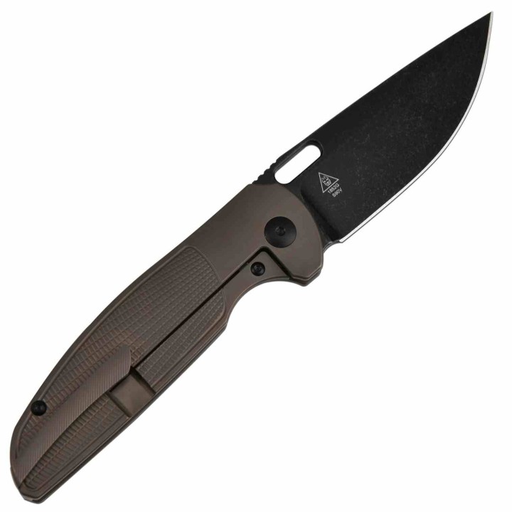 Couteau Artisan SATYR Bronze Manche Titane Lame Acier S90V Framelock IKBS Clip ATZ1852GBBO - Livraison Gratuite