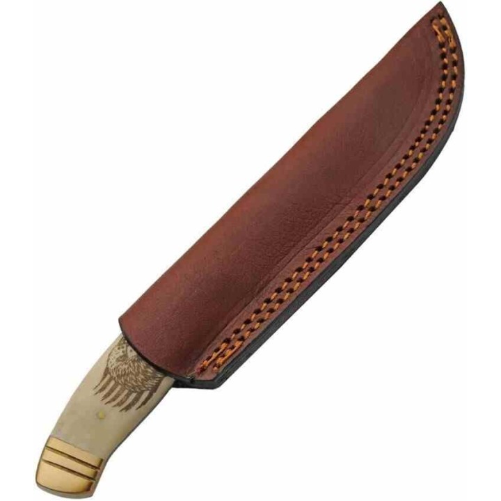 Couteau Rite Edge Eagle Sleek Bone Manche Os Lame Acier Inox Etui CUir PA8038 - Livraison Gratuite