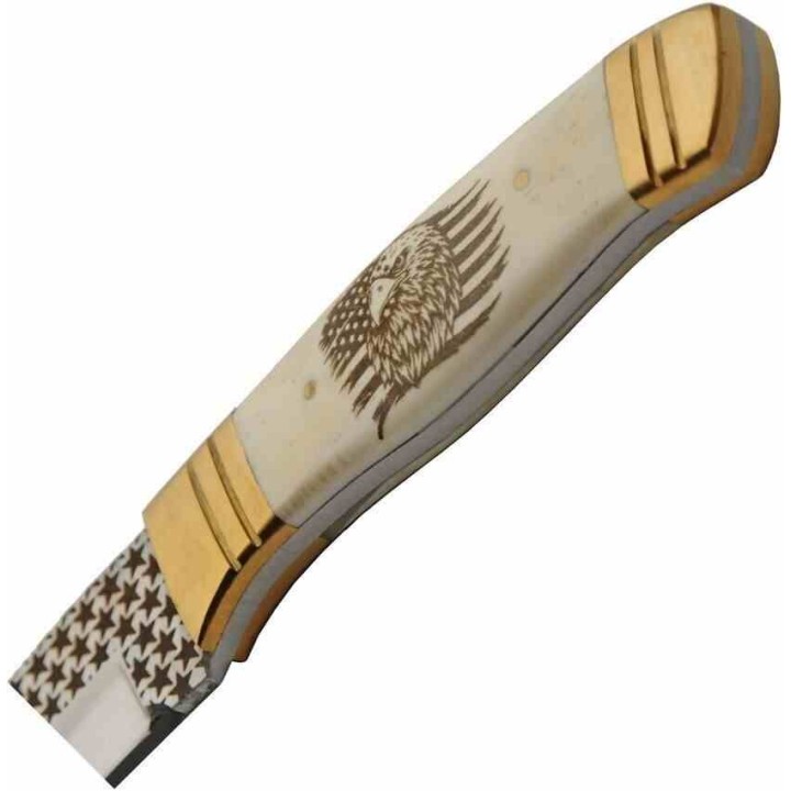 Couteau Rite Edge Eagle Sleek Bone Manche Os Lame Acier Inox Etui CUir PA8038 - Livraison Gratuite