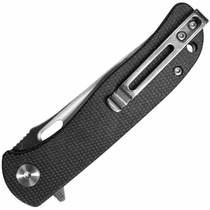 Couteau WIN+ Micarta Black Manche Micarta Lame Drop Point Acier D2 Linerlock Clip WPK3898MB - Livraison Gratuite