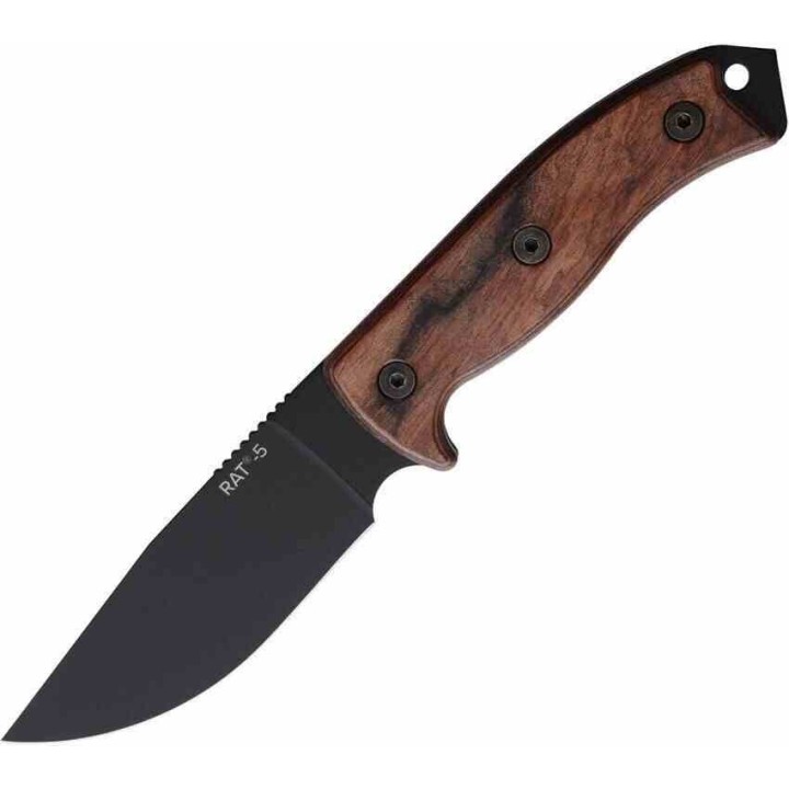 Couteau Ontario RAT 5 Adventurer Lame Acier Carbone Manche Bois Étui Cuir Made In USA ON8649 - Livraison Gratuite