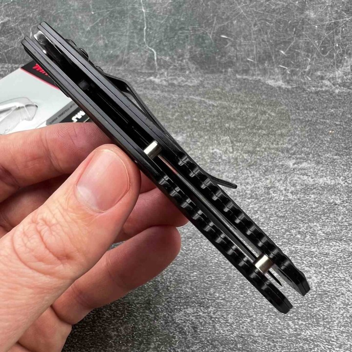 Lot de 2 Couteau Winchester FMJ Black Lame Acier 7Cr17MoV Manche Alu Linerlock Clip G3439 - Livraison Gratuite