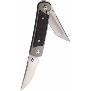 Couteau Yan Knives EMW Manche Titane/Fibre de Carbone 2 Lames Acier M390 Framelock YKEMWCF - Livraison Gratuite
