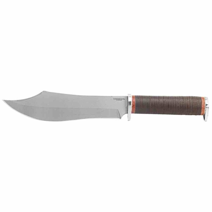 Couteau Condor Pioneer Bowie Lame Acier Carbone 1075 Manche Cuir Etui Cuir Made Salvador CTK397570HC - Livraison Gratuite