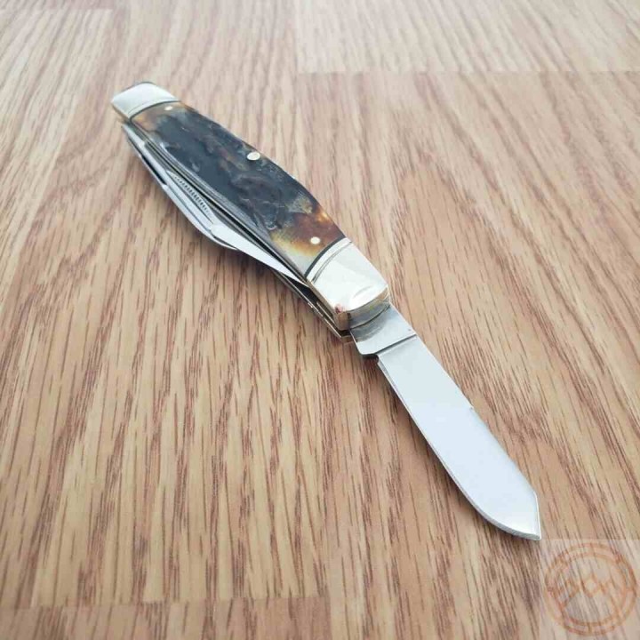 Couteau Rough Ryder Stockman Cinnamon Bone Stag 3 Lames Acier Carbone Boite COllector RR2421 - Livraison Gratuite