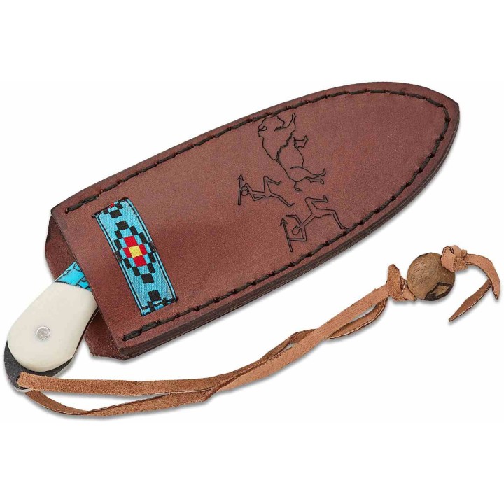 Couteau Condor Blue River White Micarta/Turquoise Lame Acier 440C Etui Cuir Salvador CTK112354CPM - Livraison Gratuite