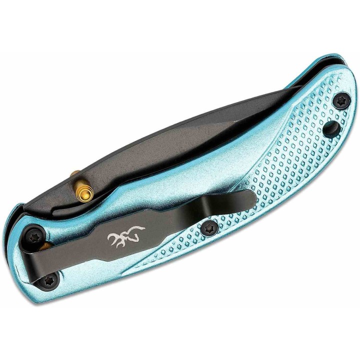 Couteau Browning Prism III Bleu Ciel Lame Acier 7Cr17MoV Drop Point Liner Lock Clip BR0528 - Livraison Gratuite