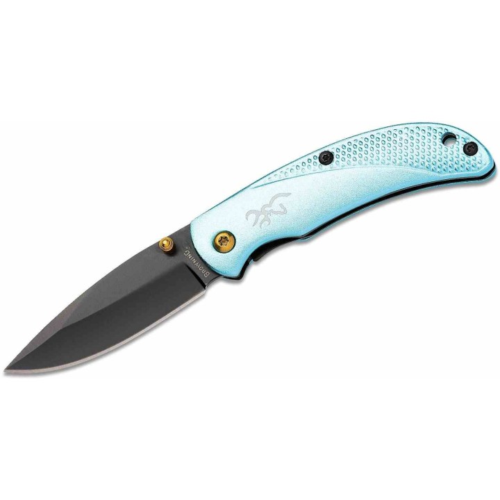 Couteau Browning Prism III Bleu Ciel Lame Acier 7Cr17MoV Drop Point Liner Lock Clip BR0528 - Livraison Gratuite