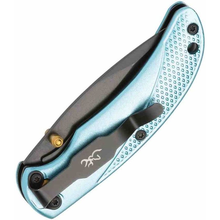 Couteau Browning Prism III Bleu Ciel Lame Acier 7Cr17MoV Drop Point Liner Lock Clip BR0528 - Livraison Gratuite