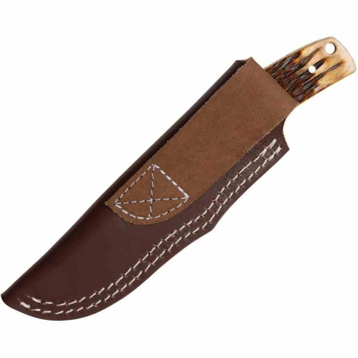 Couteau Browning Buckmark Hunter Bone Lame Acier 8Cr13MoV Manche Os Etui CUir BR0509B - Livraison Gratuite