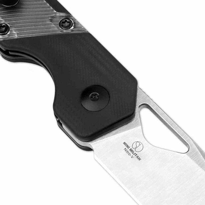 Couteau Kizer Cutlery Mini Militaw Black Manche G10/Acrylic Lame Acier Nitro-V Linerlock Clip KIV3634SA3 - Livraison Gratuite