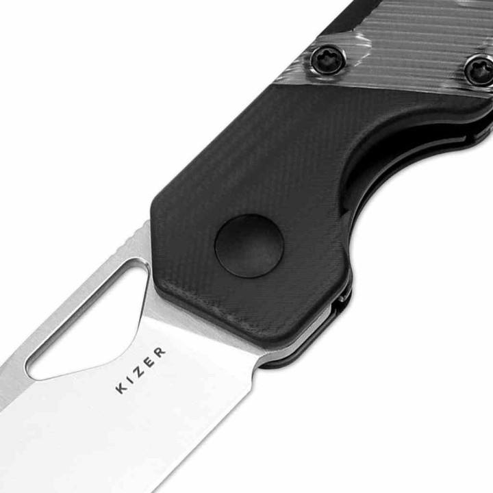 Couteau Kizer Cutlery Mini Militaw Black Manche G10/Acrylic Lame Acier Nitro-V Linerlock Clip KIV3634SA3 - Livraison Gratuite