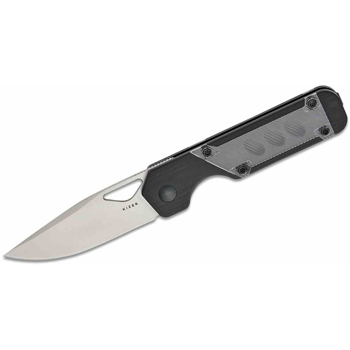 Couteau Kizer Cutlery Mini Militaw Black Manche G10/Acrylic Lame Acier Nitro-V Linerlock Clip KIV3634SA3 - Livraison Gratuite