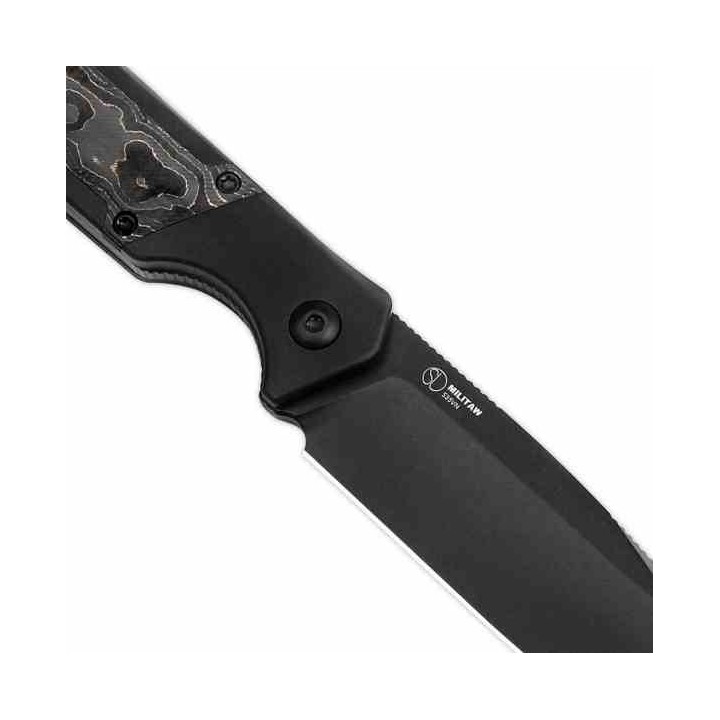 Couteau Kizer Militaw Gold Manche Alu/CamoCarbon Lame Acier CPM-S35VN Etui Kydex KI1067A1 - Livraison Gratuite