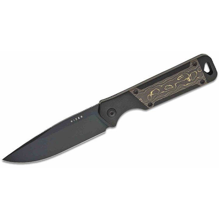 Couteau Kizer Militaw Gold Manche Alu/CamoCarbon Lame Acier CPM-S35VN Etui Kydex KI1067A1 - Livraison Gratuite
