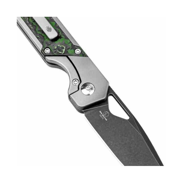 Couteau Kizer Mini Militaw Jungle Manche Titanium/FatCarbon Lame Acier S45VN Framelock Clip Ki3634SA2 - Livraison Gratuite