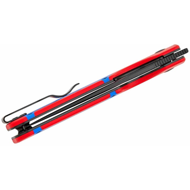 Couteau Kizer Cutlery Militaw Red/Blue Manche G10 Lame Acier Nitro-V Black Linerlock Clip KIV3634A2 - Livraison Gratuite