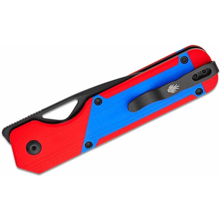 Couteau Kizer Cutlery Militaw Red/Blue Manche G10 Lame Acier Nitro-V Black Linerlock Clip KIV3634A2 - Livraison Gratuite