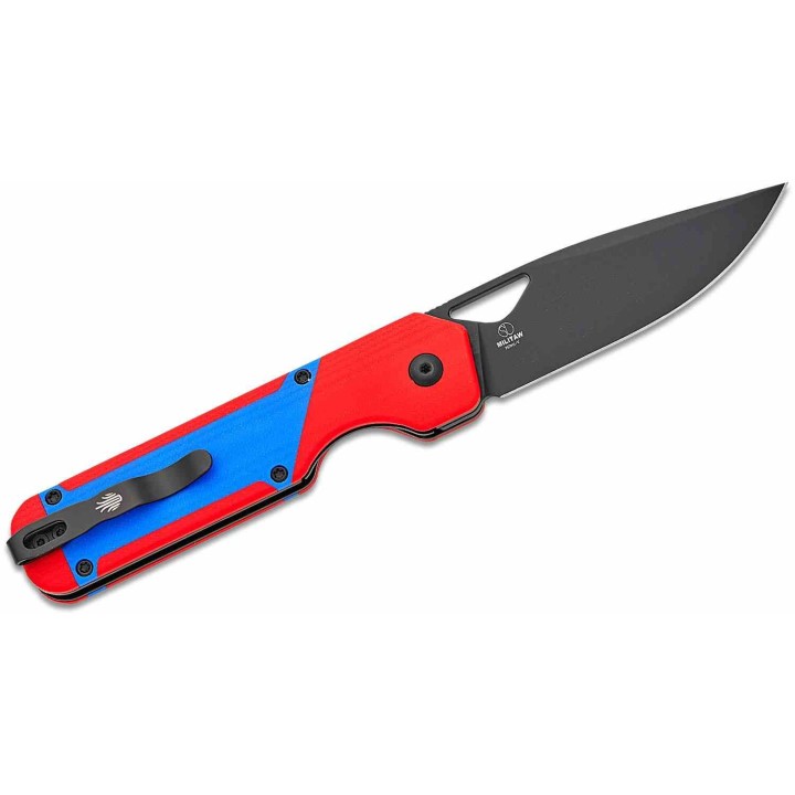 Couteau Kizer Cutlery Militaw Red/Blue Manche G10 Lame Acier Nitro-V Black Linerlock Clip KIV3634A2 - Livraison Gratuite